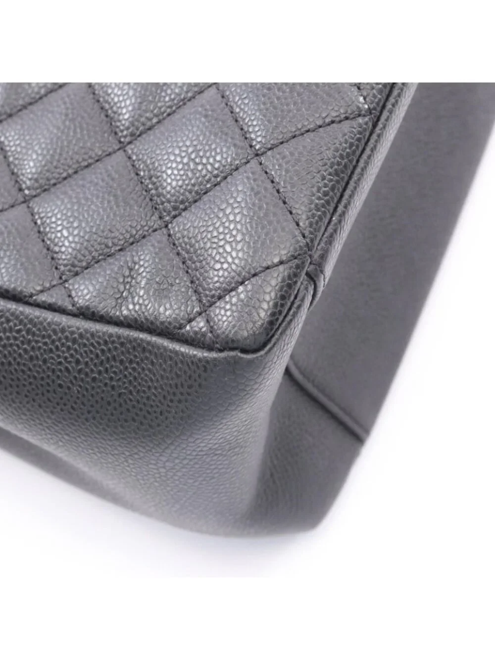 Chanel Tote Quilted Grand Shopping GST Black Caviar Leather Chain